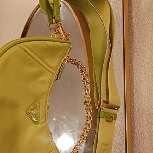 Prada Lime Green Shoulder Bag with Gold Accents